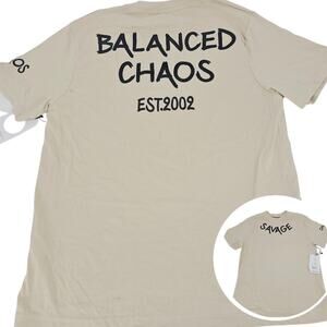 NEW Seven Souls Savage Balanced Chaos Beige Graphic Tee T-Shirt Size M 4062